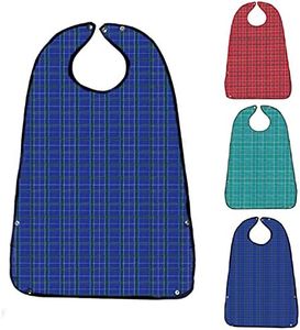 Adult Bibs for Eating (3 Pack)- Washable Reusable Waterproof Clothing Protector with Crumb Catcher-Bibs for Seniors for Eating at Mealtime 30"L x 19.5" Men(New Upgrade)