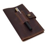 The Antiq Leather Checkbook Cover and Holder, Executive Leather Cheque Book Wallet, Classic Checkbook Organizer Case with Pen Holder, Personalized Register Checkbook Wallet for Men & Women (Brown)