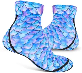 CallaSports Neoprene Beach Socks - Water and Sand Socks for Men and Women (X-Large, Mermaid Scales)