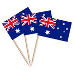 100 Pcs Australia Toothpick Flag Toothpicks Flags for Cocktail and Cake Decoration at Parties Celebrations and Sports Events