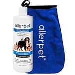 Allerpet Single Solution 16 fl oz Bottle Dander Remover for Pets - Relieves Allergies - Bonus Mitt to Easily Apply Solution to Your Pet