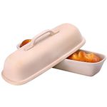 Superstone Covered Baker,Unglazed stoneware bakeware,Square Bread Porcelain Baking Pan,You can Bakes an Italian Bread with a Light Crumb and Crusty Crust (Bisque)