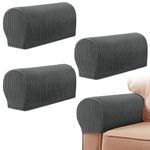 Armrest Chair Covers, Set of 4 Stretch Armchair Covers for Arms，Spandex Polyester Sofa Arm Caps Non Slip Armrest Covers for Chairs Furniture Protector Armchairs Sofa Couches Recliner (Dark Gray)