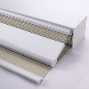 ZSHINE Day and Night Dual Layers Cordless Manual Roller Shades and Light Filtering Zebra Shades Suitable for Home, Office, Hotel, Club, Restaurant, Cinema Windows (Light Brown)