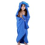 COOKY.D Premium Cotton Cute Animal Face Hooded Baby Bath Towel for Baby Girls Boys, 90x90cm(0-6 Years Old), Blue Elephant