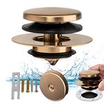 Champagne Bronze Universal Tub Drain Tip Toe Tub Conversion Kit Assembly, Artiwell EZ Installation Bathtub Drain Replacement Trim Kit with 1-Hole Overflow Face Plate and Pop-Up Tub Stopper