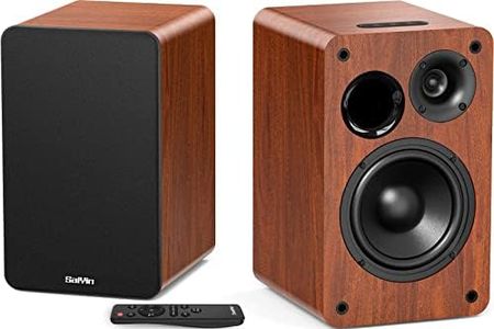 Saiyin Bluetooth Bookshelf Speakers for Record Player, Powered Studio Monitor Speaker with 5.2 Inch Woofer, Horn Tweeter and Optical RCA Inputs, Subwoofer Line Out for Turnable.