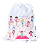 HECKBO kids gymasts gym drawstring bag - 40x32cm - 12.6" x 15.8" - Lightweight string bag - kindergarten daycare crèche school football - children kids girl boy backpack, sports bag, fabric bag