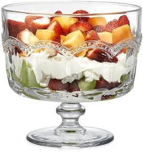 Artland Glass Trifle Bowl with Pearl Ridge Design, Clear | 88oz Large Footed Bowl - Display Stand with Pedestal | For Round Dessert - Cakes, Pastries, Ice Cream | Microwave and Dishwasher Safe