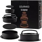 GOURMEO 3in1 Burgerpress Kit for small, large or filled burger patties with 50 Free Wax Paper Discs included
