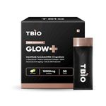 TBIO New Advance GLOW+ for Glass Skin | 12000mg/Sachet (Pack of 30 sachets) | L-Glutathione +Marine Hydrolyzed Collagen + Biotin + Advanced Anti-ageing Formula along with UVA & UVB Sunrays Protection⁺ with total 16 supplements | Green Apple Flavour