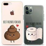 Cavka Matching Couple Cases Compatible for iPhone 14 13 Pro Max 12 Mini 11 Xs 6s 8 Plus 7 Xr 10 SE 5 Paper Clear Cover Slim fit Cute Print Design Cartoon Hilarious Poop Soft Flexible Toilet Roll Love