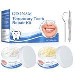 Tooth Repair Kit - 2.1 oz Temporary Fake Teeth Replacement Beads Kit in White & Ivory, Each 1.05 oz, with 3 Dental Tweezers Tools for Temporary Restoration of Missing & Broken Teeth