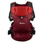 Diono Carus Essentials 3-in-1 Baby Carrier, Front Carry & Back Carry, Newborn to Toddler up to 33 lb / 15 kg, Easy to Wear Comfortable & Ergonomic, Red