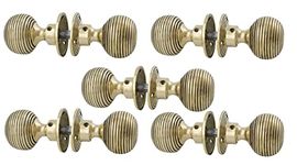 A.B Hardware Pack of 5 Solid Unlacquered Brass Beehive Style Door Knob Pair New Knobs Set, Black