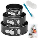 WERTIOO Springform Pan Set, 10cm/18cm/22cm Springform Round Baking Tins, Non-Stick Coated Leakproof Cake Pan 4"/7"/9" Set of 3 with 50 Pieces Parchment Baking Paper and 1 Silicone Spatula