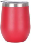 Gteller 12 oz Stainless Steel Wine Tumbler Stemless Glasses with Lid, Double Wall Insulated Travel Mug Perfect for Wine, Coffee, Drinks, Champagne, Cocktails (Red)