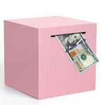 Adults Piggy Bank Must Break to Open, Unbreakable Stainless Steel Piggy Bank for Adults, Metal Savings Box for Cash Saving (Pink, 15cm)