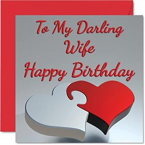 Cute Birthday Cards for Wife - My Darling Wife - Romantic Happy Birthday Card for Wife from Husband Partner, Special Wife Birthday Gifts, 145mm x 145mm Wifey Greeting Cards