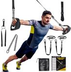 Home Suspension Training Kit with Suspension Trainer, Straps & Bands – Adjustable Full-Body Workout System for Home Gym, Yoga, Pilates, Travel | Compact Design (Grey)