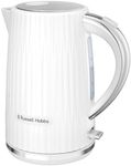 Russell Hobbs Electric Kettle (Hot Water, Tea or Coffee, 1.7L, Push to open lid, Perfect pour spout, Removable washable filter, Illuminated switch, Chrome accents, White, 3000W) Eden 27360