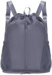 sportsnew Drawstring Backpack Sports Gym Bag with Shoes Compartment, String Backpack Cinch for Women Men, Water-Resistant Drawstring Bag for Workout Travel, Lightweight, Gray, Patent Pending