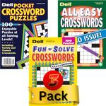 Mixed Lot of 3 Dell All Easy Fast 'n' Fun Crosswords Puzzles Books