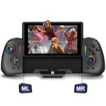 Switch Controllers for Switch/OLED, One-Piece Switch Joy-con Replacement Controller Handheld Switch Pro Controller Grip with RGB Light, Adjustable Turbo, Vibration, Back Button