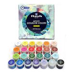 Flash Gouache Paint Set | 25 Colors | 25 ml, 0.8 fl oz Each | Matt Finish | Rich Pigments Vibrant Non Toxic Paints for Professional Artists Hobby Painters & Kids (Set of 25 Colours)