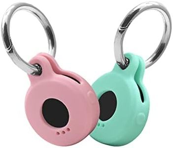 Key Finder Case Cover for Tile Sticker 2022,Case for Dog Collar,Item Finder Dog Id Tag Holder for Sticker Tracker,Birthday Party Supplies,Pink Mint Green
