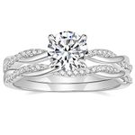 Mameloly 1.5ct Engagement Rings for Women Round Bridal Ring Sets Cubic Zirconia Wedding Band Twisting Infinity Pave Set Size 7