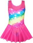 BAOHULU Girl's Ballet Dance Leotards Camisole Tutu Skirted Dress Ballerina Dancewear B194_Rainbow_XXL