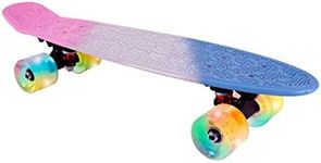 Flybar 22 Inch Complete Plastic Cruiser Skateboard Custom Non-Slip Deck Multiple Colors (Pastel Stripes Pink)