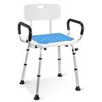 Careboda Shower Chair with 6 Adjustable Height and Tool-Free Assembly, Bath Seat with Removable Back and Padded Arms for Inside Shower, Anti Slip for Safety for Elderly, Adults, Handicap & Disabled