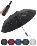 Scayans Umbrella Windproof Strong, Automatic Open & Close Single Hand Use Compact Umbrella for Rain, Sun, 24 Ribs Large Umbrella with Ergonomic Handle, Folding Travel Umbrella for Men & Women, Black