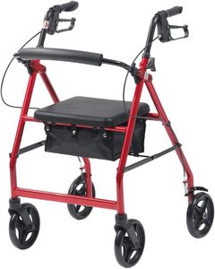 Ultra Lightweight Folding Rollator Walker with Brakes, Seat & Bag – Red, 5.8kg