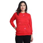 CHOZI Women's Sweatshirt, Cotton Fleece Sweatshirt for Women, Round Neck, Full Sleeves, Female Warmwear Pack of 1 (Sweatshirt-RoundNeck-4-Red-XL_Red_X-Large)