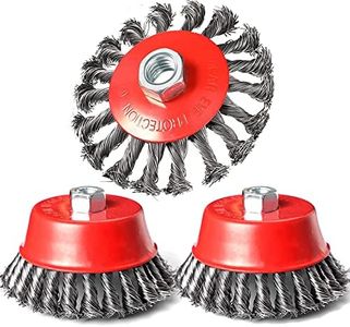 DaduoRi 4 Inch Wire Wheel Brush Set for Grinder, 3 Pack Wire Wheels for 4 1/2 Angle Grinder, 5/8 Inch-11 Threaded Arbor-Coarse Crimped Twisted Knotted Cup Brush,Heavy Cleaning Rust Stripping Abrasive