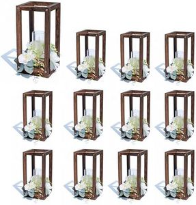 LULUKO Wooden Lanterns for Wedding Centerpieces 12PCs Table Lanterns for Centerpieces (No Candles No Flowers) Wedding Lanterns