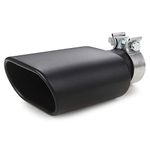 Square Exhaust Tip 2.5" Inlet, A-KARCK Black Coating Rectangle Exhaust Tailpipe Tip 3" x 5.5" Outlet 9.5" Long, Clamp on Design