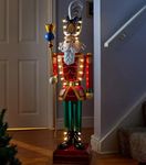 Marco Paul Traditional Metal Christmas Giant Nutcracker Statue with 23 Warm White LEDs Ornaments Battery Operated Hand Painted Decorations Festive Xmas Home Decor (Green & Red)