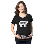 Crazy Dog Tshirts Maternity Mama Bear Baby Pregnancy Announcement T Shirt Cute Reveal Bump Tee Funny Graphic Maternity Tee Mother's Day Maternity T Shirt Funny Maternity Black 3XL