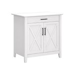 Bush Furniture Secretary Desk with Keyboard Tray and Storage Cabinet, Engineered Wood, Pure White Oak, (30W) US