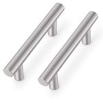 Probrico Brushed Nickel Stainless Steel Handles Kitchen Cabinet T Bar Handle Furniture Drawer Pulls Cupboard Knobs (76mm Hole Centers - 127mm Long) 5 Pack