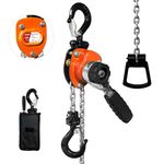 Mini Chain Hoist 1/4 ton 550Lbs Capacity 5ft Lift Manual lever chain hoist Alloy Steel G80 Chain 2 Heavy Duty Hooks, for Garages Warehouse Automotive Machinery