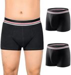 Mens Incontinence Boxer Briefs 2PCS Leakproof Urinary Incontinence Underwear for Men with Front Absorbent Area for Bladder Leakage Protection, Instant Absorbency Mens Incontinence Underwear, Large