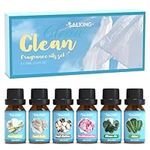 SALKING Clean Fragrance Oils, Essential Oils Gift Set, Diffuser Oils, Scented Oils for Soaps Candle Making - Lemongrass, Fresh Cotton, Fresh Linen, Cherry Blossom Soap, Clean Air, Aloe