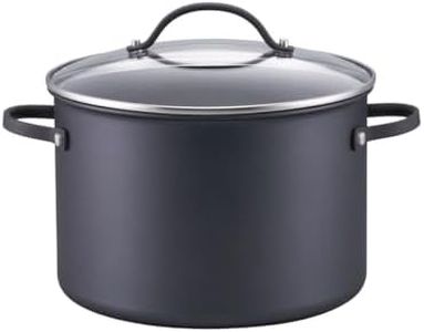 RACO Eclipse 24cm/7.6L Nonstick Covered Stockpot, Induction & Oven Safe to 200C, Matte Black, Dishwasher Safe, Aluminium with Tempered Glass Lid