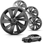 4Pcs Model Y Juniper Wheel Covers 19 Inch for Tesla Wheel Spiral Style Aero Hubcaps Model Y Juniper Accessories 2025.03-2026(Matte Black)