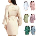 OWITER Women's Satin Robe Bride Bridesmaid Robe for Wedding Bridal Party Luxury Gifts (One Size, Champagne Maid Of Honour)